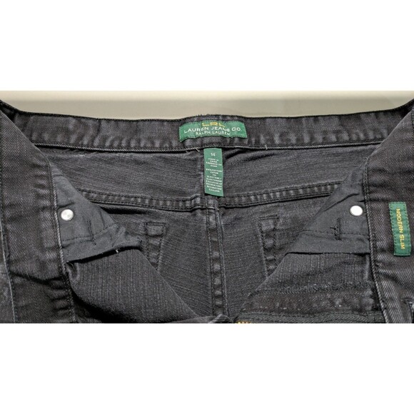 Lauren Ralph Lauren Jeans Womens 14 Black Jeans Modern Slim Gold Embroidered - Picture 3 of 11
